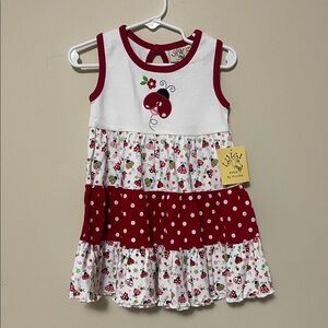 Luigi Kids- Tiered Ladybug Dress with Red Accents